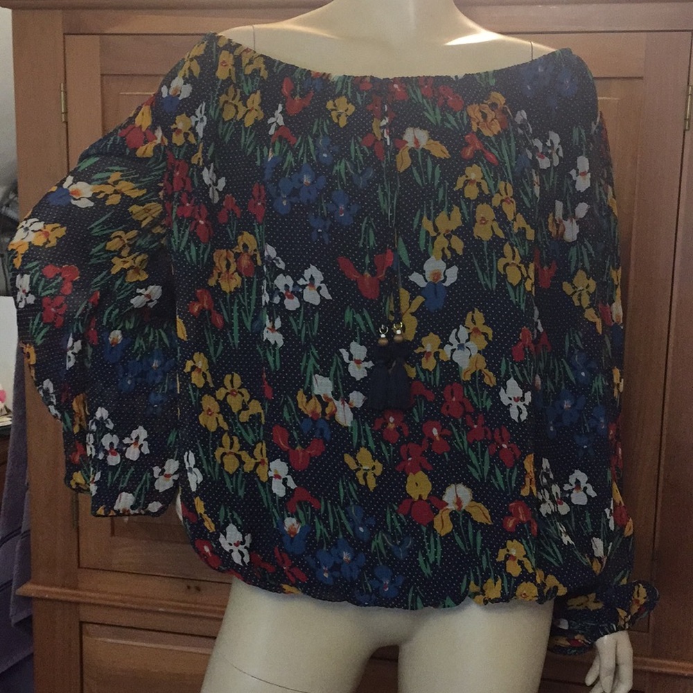 Tory Burch Josephine Floral Dot Peasant Blouse